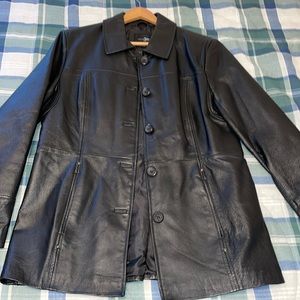 East 5th Black Leather Jacket Women’s size Large